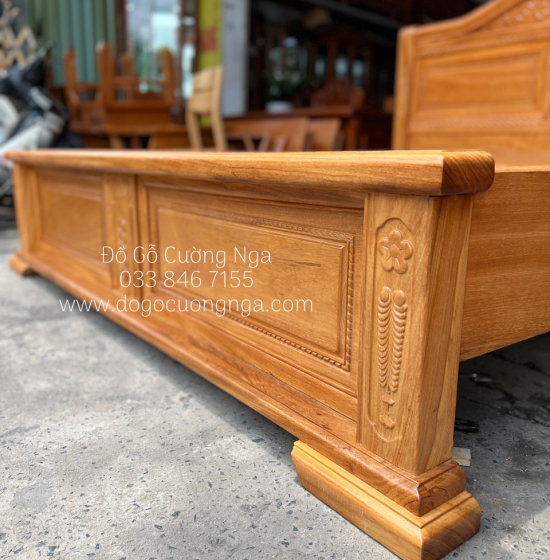 Giường gỗ gõ đỏ hiện đại vạt phản 