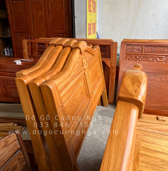 Giường gỗ gõ đỏ hiện đại vạt phản 