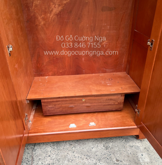 Tủ quần áo gỗ xoan đào 3 cánh cao cấp - mẫu đồng tiền 