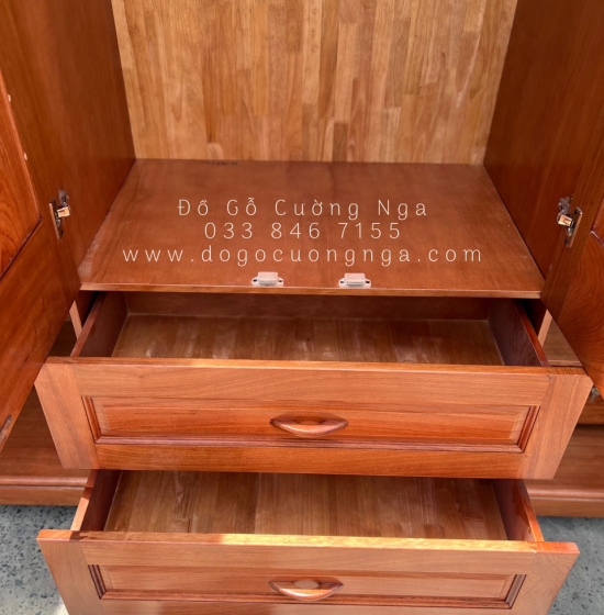 Tủ áo gỗ hương đá - 4 cánh mẫu hiện đại 