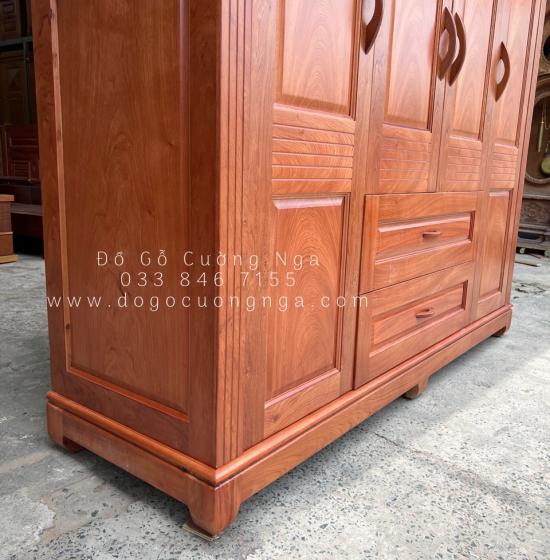 Tủ áo gỗ hương đá - 4 cánh mẫu hiện đại 