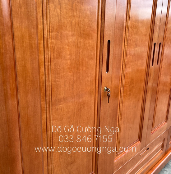 Tủ quần áo gỗ xoan đào 4 cánh - 2 tầng hiện đại TX 30