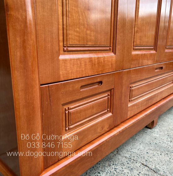 Tủ quần áo gỗ xoan đào 4 cánh - 2 tầng hiện đại TX 30