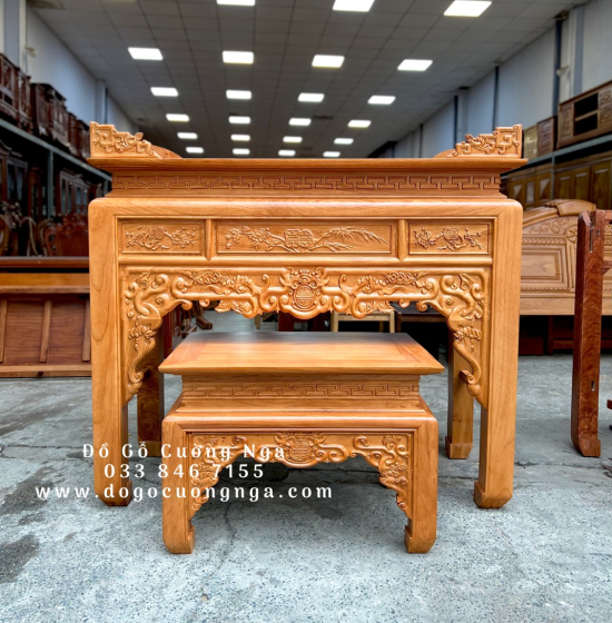 Bàn Thờ Gia Tiên Gỗ Gõ Đỏ 1m75 Như Ý BT 1.11