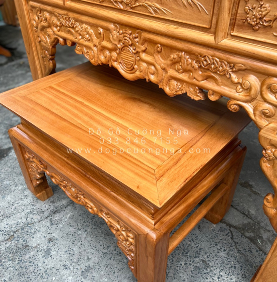 Bàn thờ gia tiên gỗ gõ đỏ tam cấp 1m75 - BT 05 
