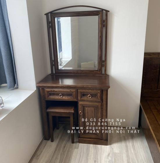 Bàn Trang Điểm Gỗ Sồi Nga Màu Óc Chó Bền Đẹp TĐ 029