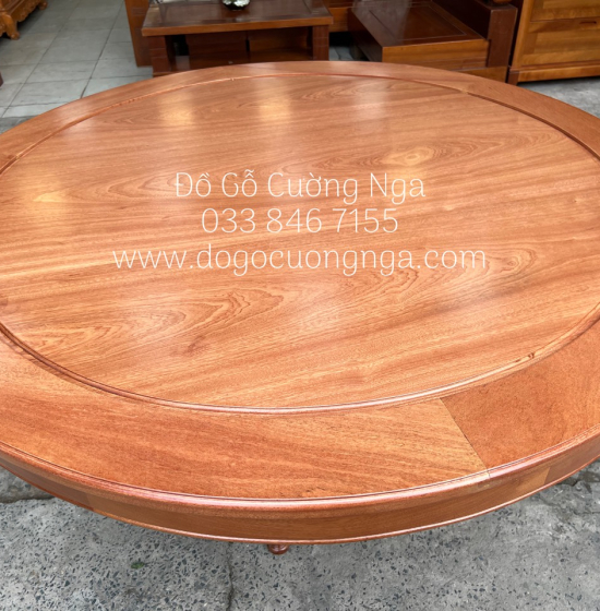 Bộ Bàn Ăn Gỗ Xoan Đào Tròn Mâm Xoay 8 Ghế Cao Cấp 