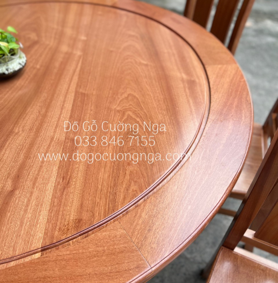 Bộ bàn ăn tròn mâm xoay gỗ Xoan Đào 6 ghế cao cấp BG 038