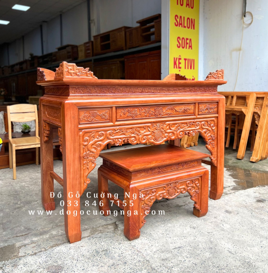 Bàn thờ án gian gỗ Hương Đá cao cấp 1m75 - mẫu như ý BT 04