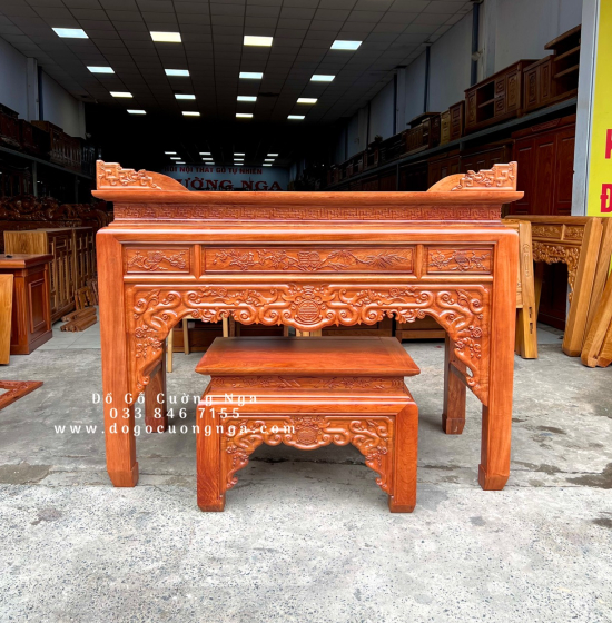 Bàn thờ án gian gỗ Hương Đá cao cấp 1m75 - mẫu như ý BT 04