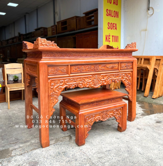 Bàn thờ án gian gỗ Hương Đá cao cấp 1m75 - mẫu như ý BT 04