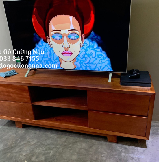 Kệ Tivi Gỗ Xoan Đào Hiện Đại - 4 Ngăn Kéo KG 24