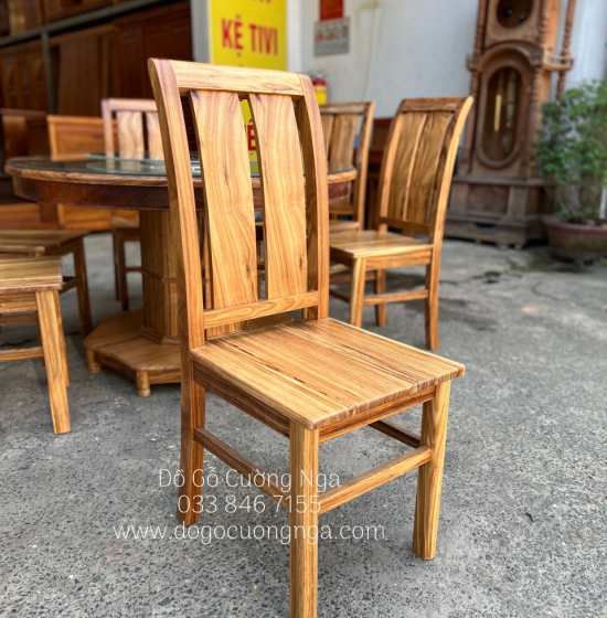Bàn ăn gỗ hương xám 6 ghế tròn mâm xoay BG 025