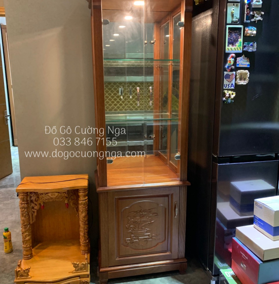 Bàn thờ ông địa gỗ gõ đỏ 48x68 đẹp giá rẻ BT 019