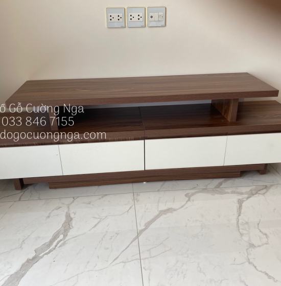 Kệ Tivi Gỗ Công Nghiệp - Kệ Rút Màu Óc Chó KG 041