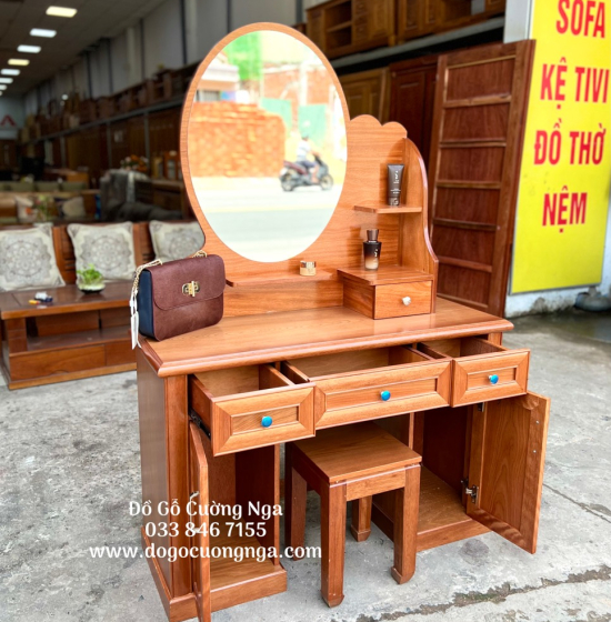 Bàn Trang Điểm Gỗ Xoan Đào 1m1 Gương Hộp Giá Rẻ TĐ 024