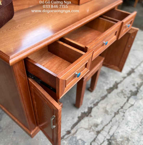 Bàn Trang Điểm Gỗ Xoan Đào 1m1 Gương Hộp Giá Rẻ TĐ 024