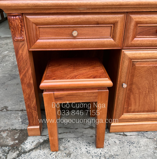 Bàn Trang Điểm Gỗ Hương Đá Gương Tròn Cao Cấp TĐ 014