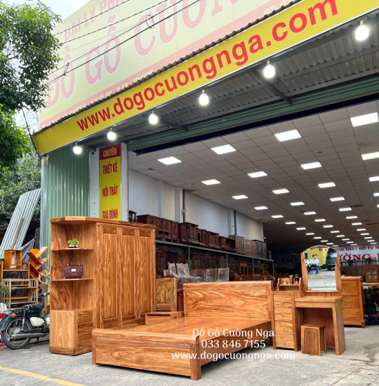 Giường gỗ hương xám vạt phản liền - mẫu chỉ hoa 