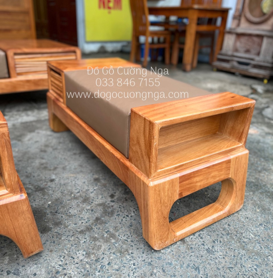 Bàn Ghế Sofa Gỗ Gõ Đỏ Cao Cấp - 2 Văng Kèm Nệm 