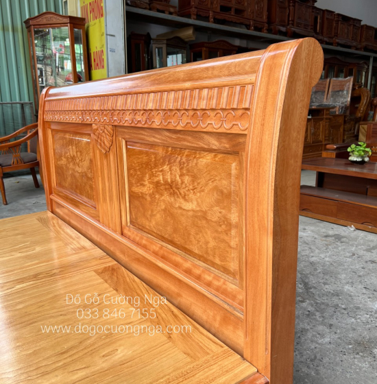 Giường Ngủ Gỗ Đinh Hương Vạt Phản Liền Cao Cấp - Mẫu Quạt 