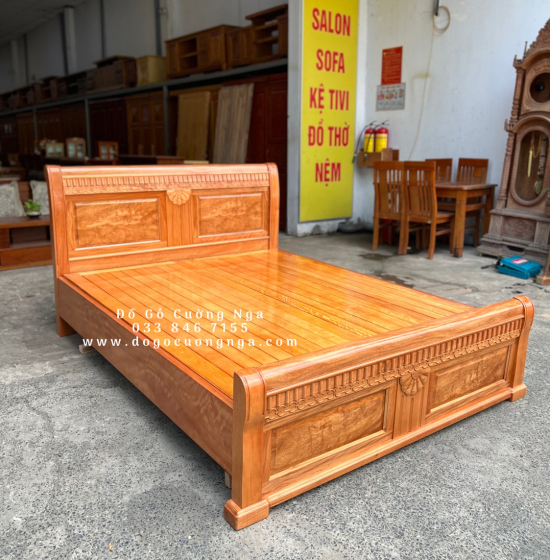 Giường Ngủ Gỗ Đinh Hương Vạt Phản - Mẫu Quạt 