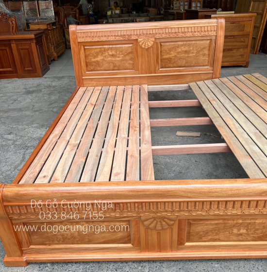 Giường Ngủ Gỗ Đinh Hương Vạt Lan - Mẫu Quạt Hiện Đại 
