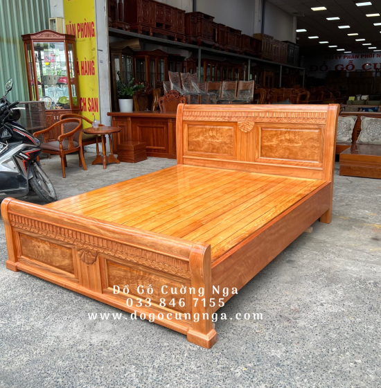 Giường Ngủ Gỗ Đinh Hương Vạt Phản - Mẫu Quạt 