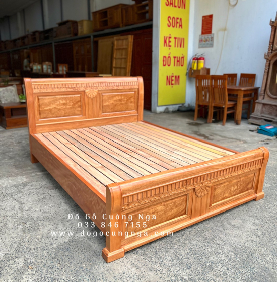 Giường Ngủ Gỗ Đinh Hương Vạt Lan - Mẫu Quạt Hiện Đại 