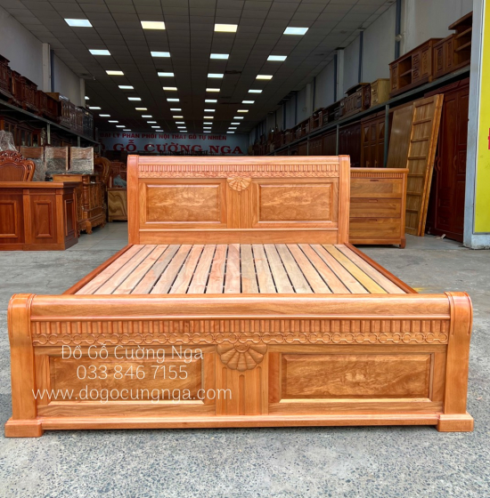 Giường Ngủ Gỗ Đinh Hương Vạt Lan - Mẫu Quạt Hiện Đại 