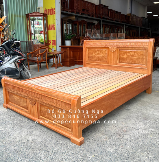 Giường Ngủ Gỗ Đinh Hương Vạt Lan - Mẫu Quạt Hiện Đại 