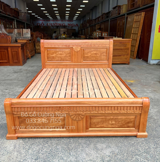 Giường Ngủ Gỗ Đinh Hương Vạt Lan - Mẫu Quạt Hiện Đại 