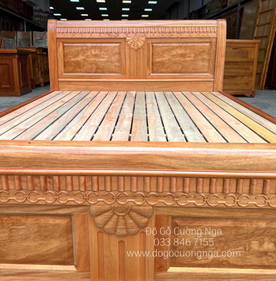 Giường Ngủ Gỗ Đinh Hương Vạt Lan - Mẫu Quạt Hiện Đại 