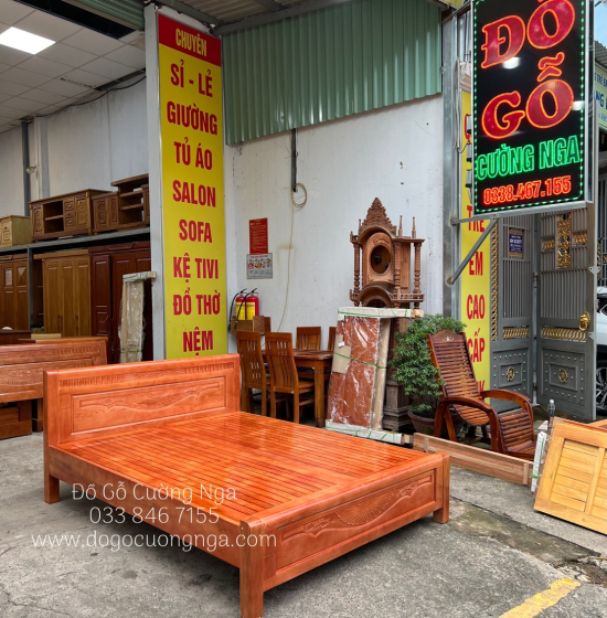 Giường Ngủ Gỗ Sồi Nga Vạt Phản - Hoa Lan Đẹp Giá Rẻ 