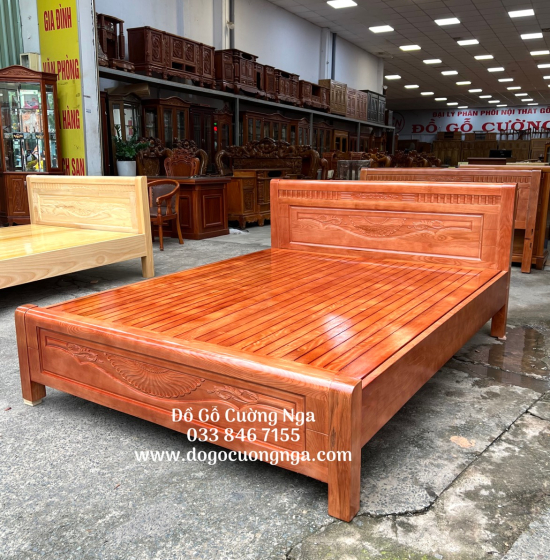 Giường Ngủ Gỗ Sồi Nga Vạt Phản - Hoa Lan Đẹp Giá Rẻ 