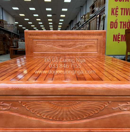 Giường Ngủ Gỗ Sồi Nga Vạt Phản - Hoa Lan Đẹp Giá Rẻ 