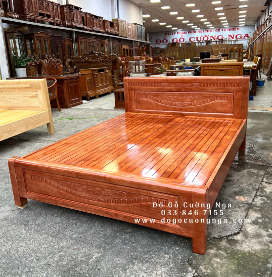 Giường Ngủ Gỗ Sồi Nga Vạt Phản - Hoa Lan Đẹp Giá Rẻ 