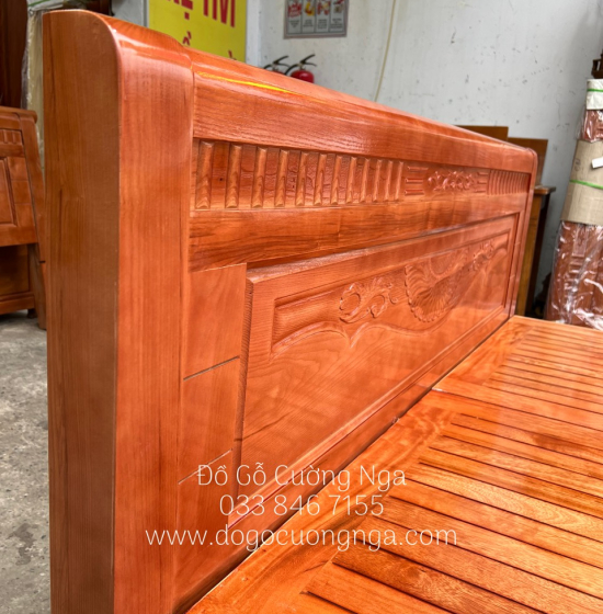 Giường Ngủ Gỗ Sồi Nga Vạt Phản - Hoa Lan Đẹp Giá Rẻ 