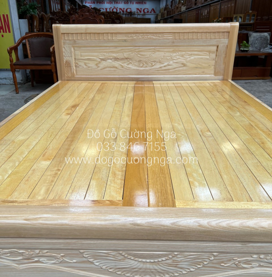 Giường Ngủ Gỗ Sồi Nga Vạt Phản Giá Rẻ - Màu Tự Nhiên 