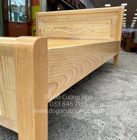 Giường Ngủ Gỗ Sồi Nga Vạt Phản Giá Rẻ - Màu Tự Nhiên 