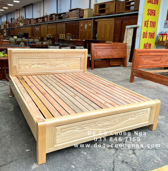 Giường Gỗ Sồi Nga Vạt Thưa Bền Đẹp - Trạm Hoa 