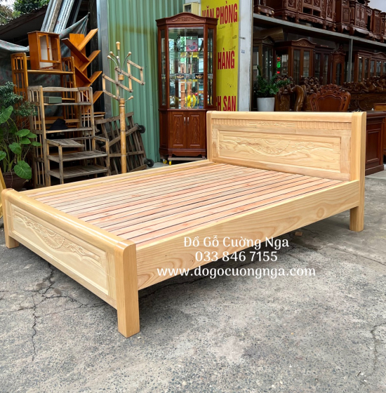 Giường Gỗ Sồi Nga Vạt Thưa Bền Đẹp - Trạm Hoa 