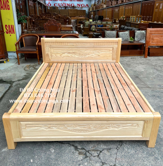 Giường Gỗ Sồi Nga Vạt Thưa Bền Đẹp - Trạm Hoa 