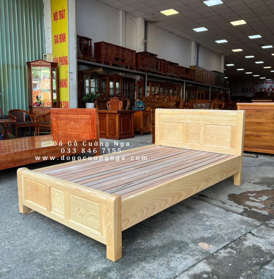 Giường ngủ gỗ sồi nga vạt lan giá rẻ - giường đơn 