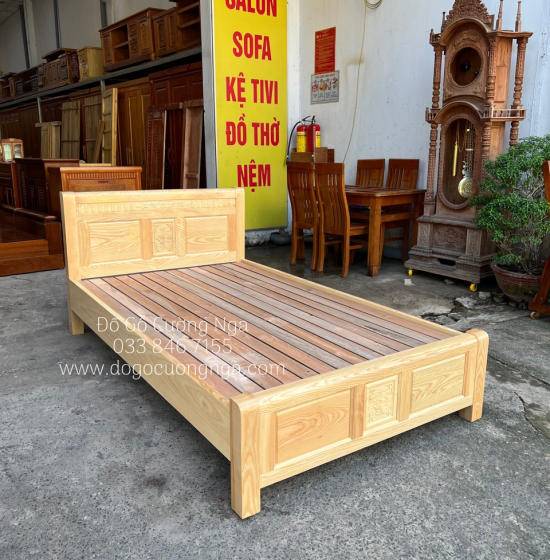 Giường ngủ gỗ sồi nga vạt lan giá rẻ - giường đơn 