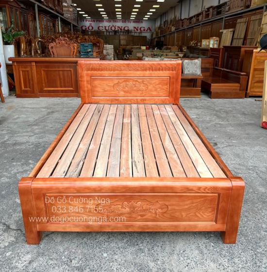 Giường ngủ gỗ sồi nga vạt lan - màu xoan giá rẻ 