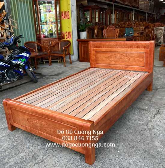 Giường ngủ gỗ sồi nga vạt lan - màu xoan giá rẻ 
