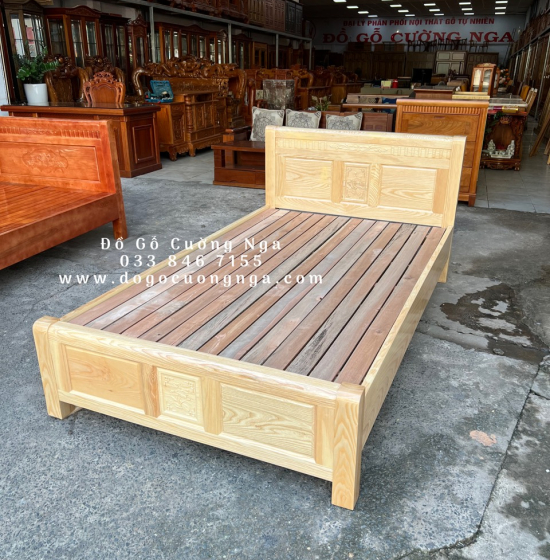 Giường ngủ gỗ sồi nga vạt lan giá rẻ - giường đơn 