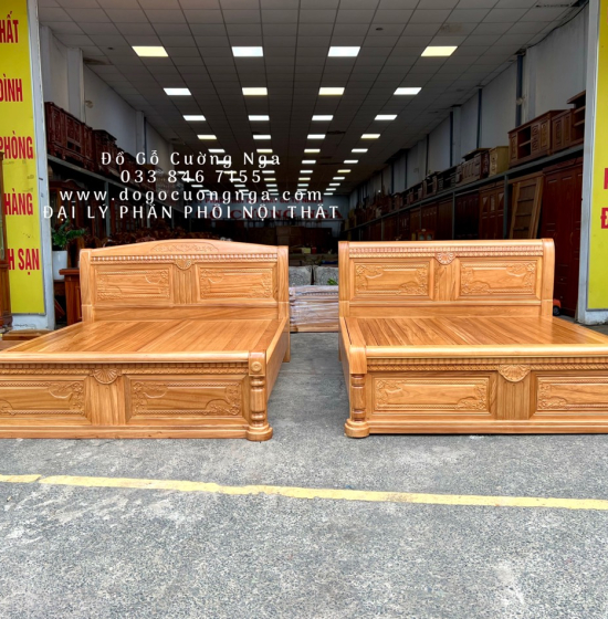 Giường Ngủ Gỗ Gõ Đỏ Mẫu Quạt - Vạt Phản Gõ Đỏ Cao Cấp 
