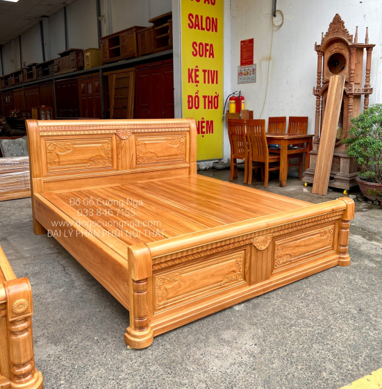 Giường Ngủ Gỗ Gõ Đỏ Mẫu Quạt - Vạt Phản Gõ Đỏ Cao Cấp 